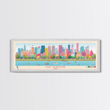 Load image into Gallery viewer, East Reservoir Ohio Framed Canvas Print, Panoramic Art, Midcentury Modern, Pop Art, Bedroom Wall Decor, Travel Poster, Lake View Art
