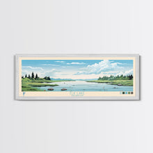 Load image into Gallery viewer, Elk Lake Michigan Framed Canvas Print, Panoramic Wall Art, Midcentury Modern, Pop Art, Bedroom Decor, Travel Poster, Nature Art
