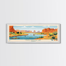 Carregar imagem no visualizador da galeria, Fool Hollow Lake Arizona Framed Canvas Print, Panoramic Art, Midcentury Modern, Pop Art, Living Room Decor, Travel Poster, Lake Painting, Wall Art
