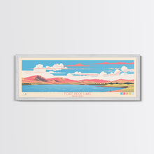 Load image into Gallery viewer, Fort Peck Lake Montana Framed Canvas Print, Panoramic Wall Art, Midcentury Modern, Pop Art, Bedroom Decor, Travel Poster, Nature Art, Artistic Decor
