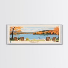 Load image into Gallery viewer, Gardner Lake Connecticut Framed Canvas Print, Panoramic Wall Art, Midcentury Modern, Pop Art, Bedroom Decor, Travel Poster, Lake View, Artistic Decor
