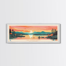 Load image into Gallery viewer, Lake Winnipesaukee, New Hampshire Panoramic Wall Art Framed Canvas Print, Midcentury Modern, Pop Art, Home Decor, Travel Poster, Living Room Art
