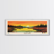 Load image into Gallery viewer, Stump Lake, North Dakota Framed Canvas Print, Lake House Art, Midcentury Modern Decor, Pop Art, Travel Poster, Living Room Wall Art
