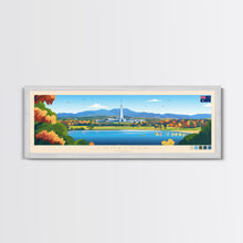Carregar imagem no visualizador da galeria, Canberra, Australia Panoramic Travel Poster Canvas Print, Canberra, Australia Painting, Australia Art, Canberra Travel Art, Guest Room Painting
