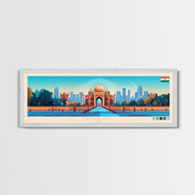 Load image into Gallery viewer, Delhi, India Travel Poster Panoramic Canvas Print, Delhi, India Painting, India Art, Delhi Travel Art, Guest Room Painting
