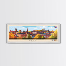 Load image into Gallery viewer, Derby, England Panoramic Travel Poster Canvas Print, Derby, England Painting, England Art, Derby Travel Art, Guest Room Painting
