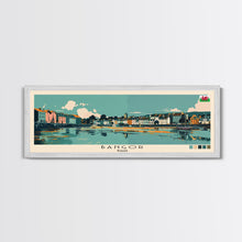 Load image into Gallery viewer, Bangor, Wales Panoramic Canvas Print, Bangor, Wales Painting, Wales Art, Bangor Travel Poster, Travel Art, Housewarming Gift
