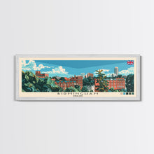 Cargar imagen en el visor de la galería, Birmingham, England Panoramic Canvas Print, Birmingham, England Painting, England Art, Birmingham Travel Poster, Travel Art, Guest Room Painting
