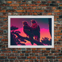 Load image into Gallery viewer, Hawks on a branch, birds of prey, framed canvas print
