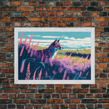 Cargar imagen en el visor de la galería, Cute fox in a field, watercolor art, framed canvas print, colorful animal art
