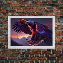 Carregar imagem no visualizador da galeria, Bald Eagle on the hunt, birds of prey animal prints, framed canvas print, American Bald Eagle Art
