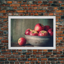Cargar imagen en el visor de la galería, Farmhouse Kitchen Art, Framed Canvas Print, Still Life of Apples In A Rustic Bowl, Photography Print, Kitchen Decor, Rustic Country Kitchen
