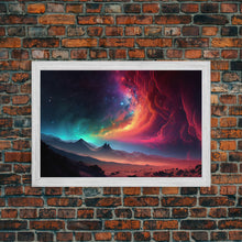 Cargar imagen en el visor de la galería, Colorful Galaxy Full of Stars, Framed Canvas Print, Unique Wall Art, Large Format Art, Retro Synthwave Style Space Art
