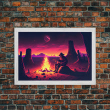 Carregar imagem no visualizador da galeria, Campfire Songs, Retrowave style art, framed canvas print, synthwave art

