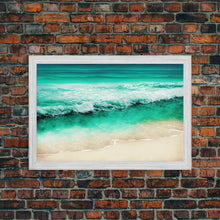 Carregar imagem no visualizador da galeria, Canvas Print, Painting of Emerald Green Waves, Framed Canvas Art, whimsical ocean art, framed wall art
