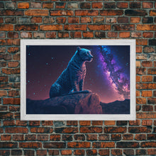 Load image into Gallery viewer, Synthwave Animal Prints, Cheetah and a starry night sky, framed canvas print, cute animal art
