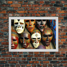 Carregar imagem no visualizador da galeria, African Traditional Masks Framed Canvas Wall Art | Canvas Print Decor for Home &amp; Office Decoration I Ready To Hang Canvas
