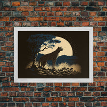 Load image into Gallery viewer, Cheetah Made of Stars Print, Synthwave Animal Prints, Cheetah and a starry night sky, framed canvas print, cute animal art
