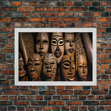 Carregar imagem no visualizador da galeria, African Traditional Masks Framed Canvas Wall Art | Canvas Print Decor for Home &amp; Office Decoration I Ready To Hang Canvas Print
