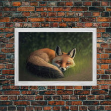 Carregar imagem no visualizador da galeria, Cute Sleeping fox Framed Canvas Wall Art, Canvas Print Decor for Home &amp; Office Decoration Canvas Ready to Hang
