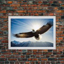 Carregar imagem no visualizador da galeria, Bald Eagle in a Mountain Clouds Canvas Wall Art Design, Framed Canvas Print Decor for Home &amp; Office Decoration, CANVAS READY to Hang

