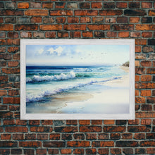Load image into Gallery viewer, framed ocean art, beach wall art, framed wall art, living room wall decor, abstract landscape art, framed canvas print
