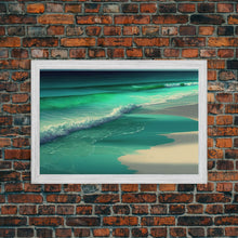 Carregar imagem no visualizador da galeria, Canvas Print, Painting of Emerald Green Waves, Framed Canvas Art
