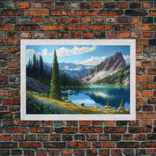 Carregar imagem no visualizador da galeria, Calm and Serene Landscape Painting, Framed Canvas Print, Canvas Art, Framed wall decor, living room wall art, Pine Tree Lake
