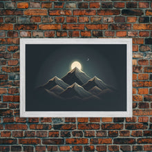 Carregar imagem no visualizador da galeria, Black and Gold Art Deco Style Mountain landscape at Sunset, Framed Canvas Print, Large Format Wall Art, Huge Wall Decor
