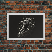 Carregar imagem no visualizador da galeria, Adrift - Astronaut Lost In Space - Framed Canvas Print - Black and White Space Art
