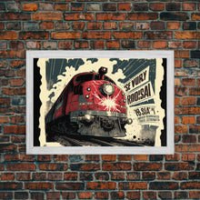 Load image into Gallery viewer, Fictional Soviet Propaganda Train Poster, Framed Canvas Print, Large Wall Art, USSR Art
