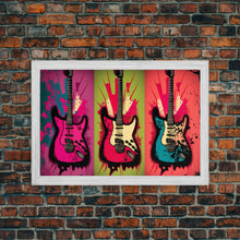 Load image into Gallery viewer, Electric Guitar Pop Art, Instrument Drawings, Framed Canvas Print, Pop Art, Graffiti Splatter Art, Large Living Room Wall Decorr
