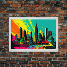 Cargar imagen en el visor de la galería, Chicago City Skyline Graffiti Art, Framed Canvas Print, Large Office Wall Decor, Huge Living Room Art
