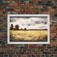 Load image into Gallery viewer, Early American Style Landscape Art | Primitive Farmhouse Decor | Framed Canvas Print | Wall Art | Wall Decor | Office Art | Muted Art
