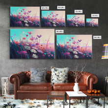 Carregar imagem no visualizador da galeria, Black panther on the hunt in the jungle, glowing blue eyes, synth wave aesthetic art, framed canvas print
