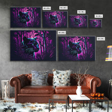 Load image into Gallery viewer, Vaporwave art,  framed canvas print, Jungle Panther synthwave portrait
