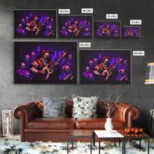 Load image into Gallery viewer, Human bard pixel art, vaporwave RPG concept art, framed canvas print, synthwave tabletop art
