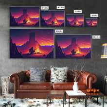 Carregar imagem no visualizador da galeria, Campfire Songs, Retrowave style art, framed canvas print, synthwave art
