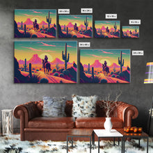 Load image into Gallery viewer, Cowboy Wild West Valley Sunset Mountains Cactus Fine Art Print, Wall Art Print, Wall Poster, Wall Décor
