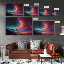 Cargar imagen en el visor de la galería, Colorful Galaxy Full of Stars, Framed Canvas Print, Unique Wall Art, Large Format Art, Retro Synthwave Style Space Art
