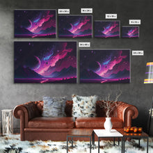 Carregar imagem no visualizador da galeria, Alien Planet Fantasy Landscape Mountains Pink Voilet Fine Art Print, Wall Art Print, Wall Poster, Wall Décor
