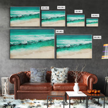 Carregar imagem no visualizador da galeria, Canvas Print, Painting of Emerald Green Waves, Framed Canvas Art, whimsical ocean art, framed wall art
