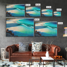 Carregar imagem no visualizador da galeria, Bird&#39;s Eye View Of a Tropical Beach, Framed Canvas Print, Lake House Art, Modern Farmhouse Decor
