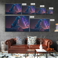 Load image into Gallery viewer, Synthwave Animal Prints, Cheetah and a starry night sky, framed canvas print, cute animal art

