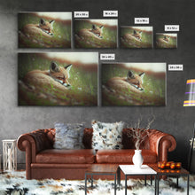 Load image into Gallery viewer, Cute Sleepy Fox Art, Animal Prints, Nature Art, Framed Canvas Print, Cute animal wall art, above sofa art
