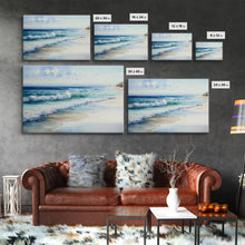 Load image into Gallery viewer, framed ocean art, beach wall art, framed wall art, living room wall decor, abstract landscape art, framed canvas print

