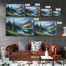 Carregar imagem no visualizador da galeria, Calm and Serene Landscape Painting, Framed Canvas Print, Canvas Art, Framed wall decor, living room wall art, Pine Tree Lake

