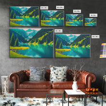Carregar imagem no visualizador da galeria, Calm and Serene Landscape Painting, Framed Canvas Print National Park Canvas Art, Framed wall decor, living room wall art, Pine Tree Lake
