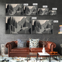 Carregar imagem no visualizador da galeria, Art Deco Style Greyscale Landscape, Monochromatic Drab and Dreary art, framed canvas print, large format art
