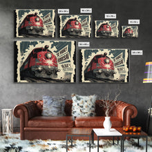 Load image into Gallery viewer, Fictional Soviet Propaganda Train Poster, Framed Canvas Print, Large Wall Art, USSR Art
